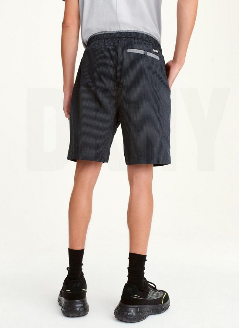 Dark Grey DKNY Mixed Stripe Men's Shorts | USA-D0744