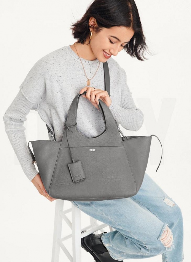 Dark Grey DKNY The Medium Effortless Bags Tote Bags | USA-D0258