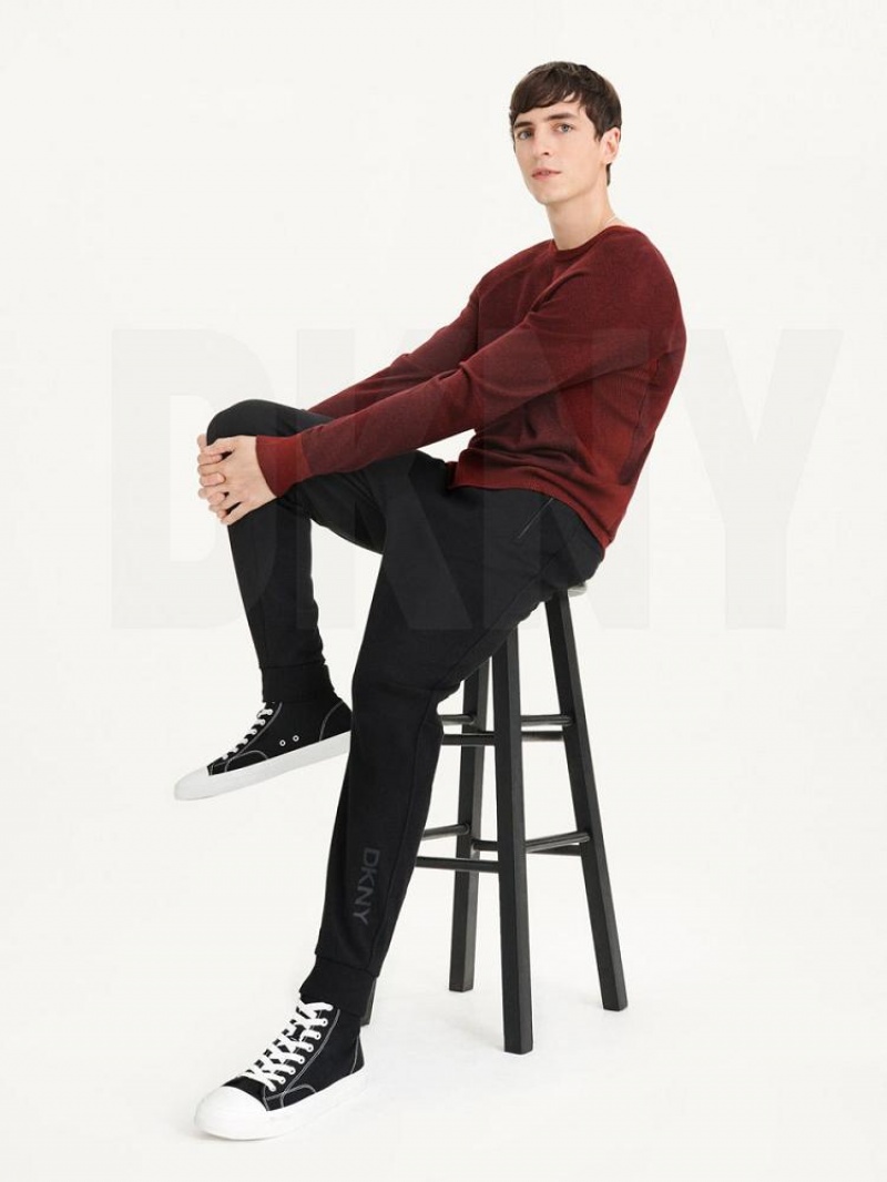 Dark Red DKNY Birdseye Raglan Sleeve Men's Sweaters | USA-D1900