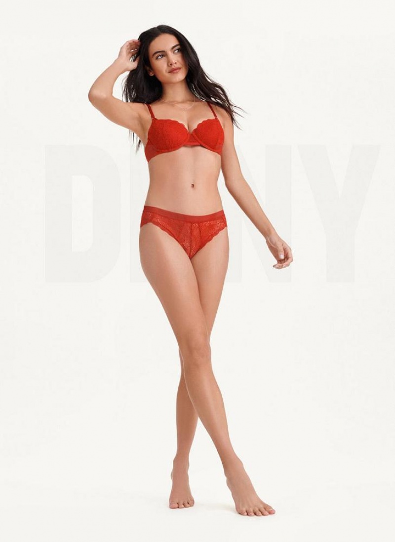 Dark Red DKNY Superior Lace Balconette Women's Bras | USA-D0939