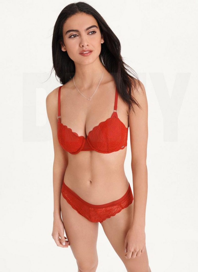 Dark Red DKNY Superior Lace Balconette Women's Bras | USA-D0939