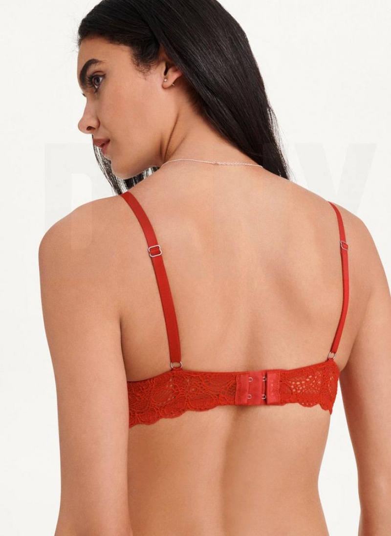 Dark Red DKNY Superior Lace Balconette Women's Bras | USA-D0939