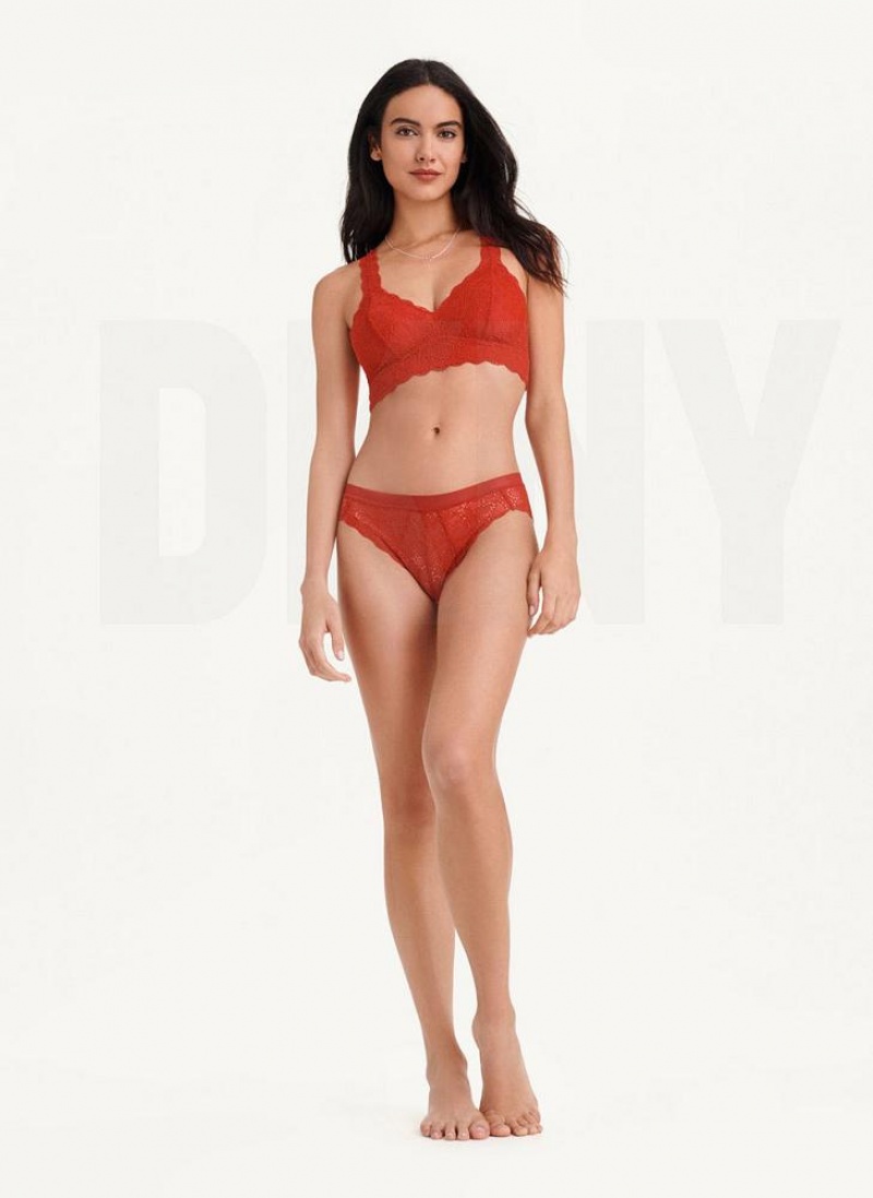Dark Red DKNY Superior Lace Women's Bralette | USA-D0627