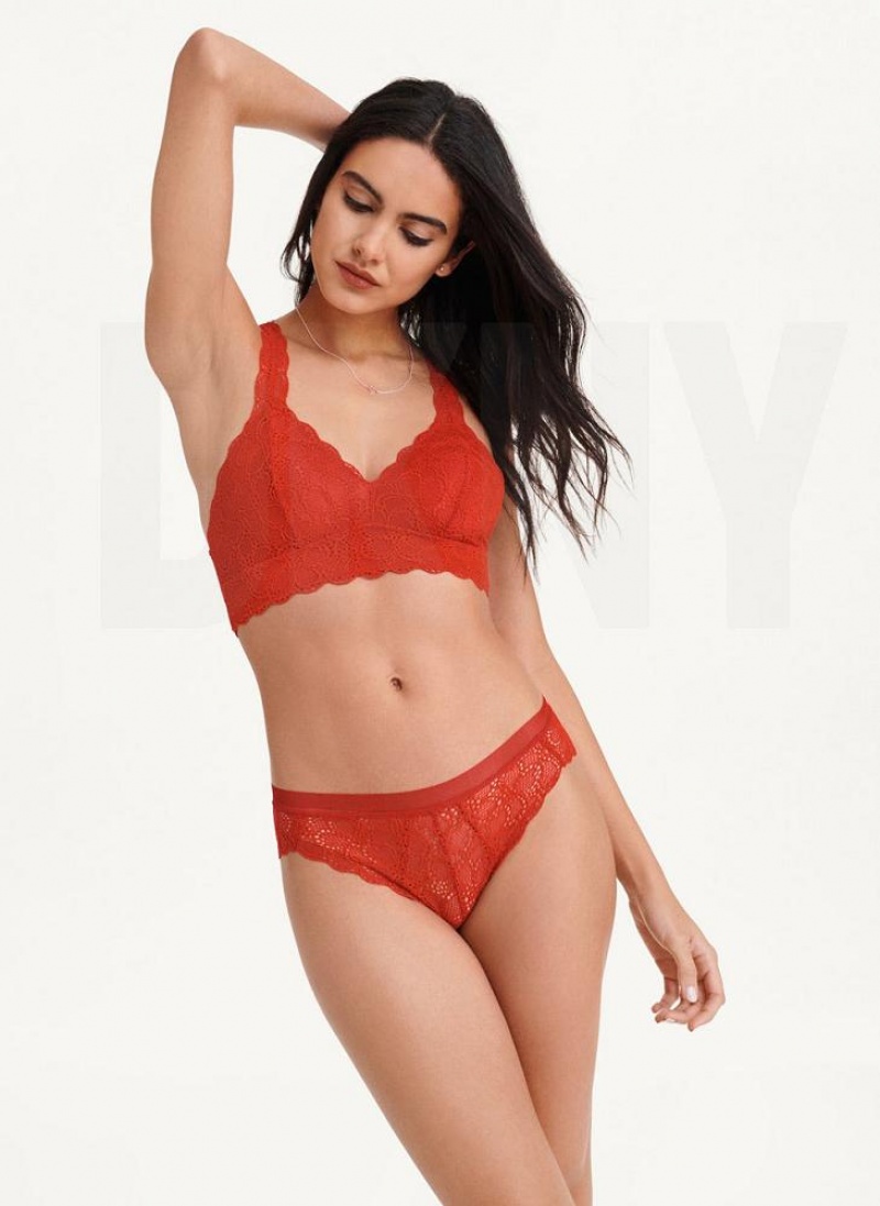 Dark Red DKNY Superior Lace Women's Bralette | USA-D0627
