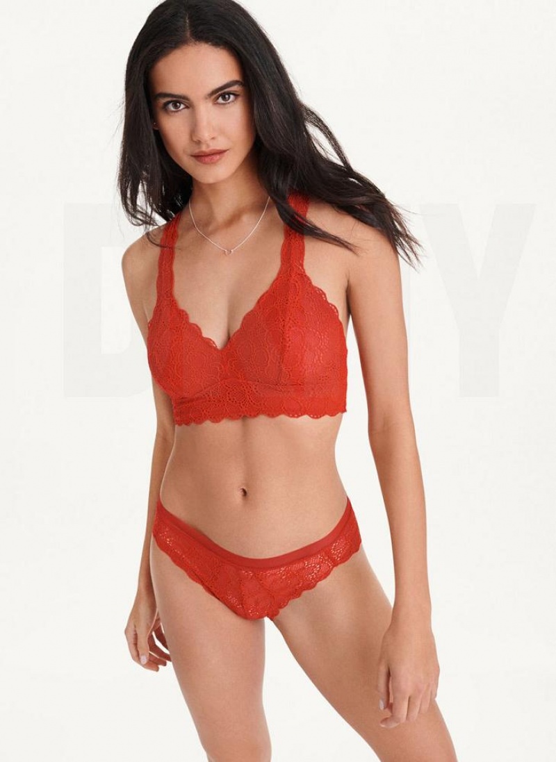 Dark Red DKNY Superior Lace Women's Bralette | USA-D0627