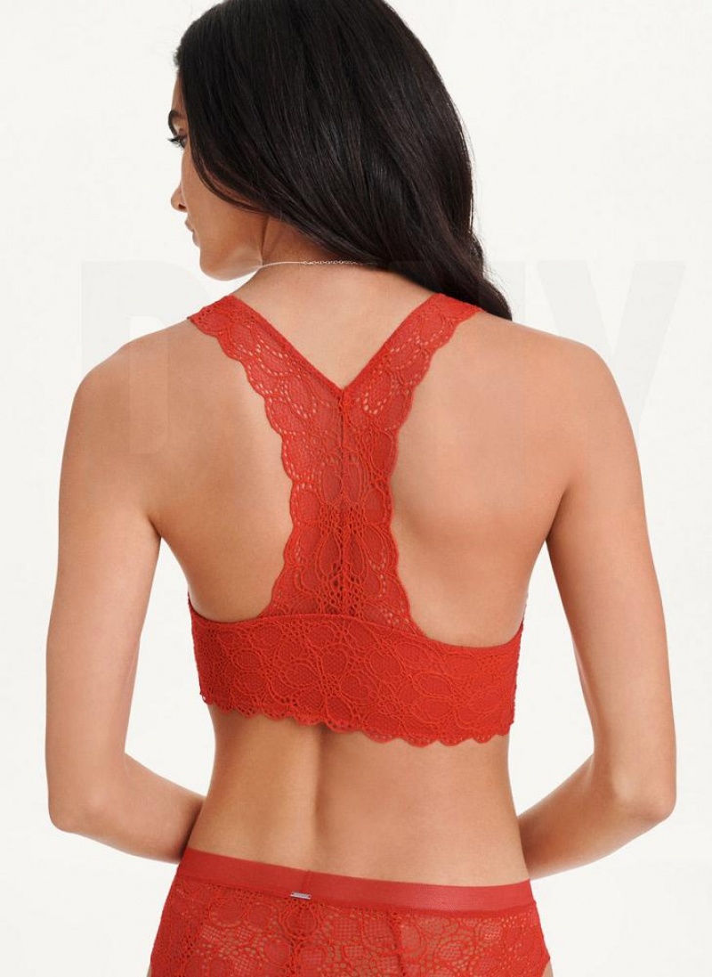 Dark Red DKNY Superior Lace Women's Bralette | USA-D0627