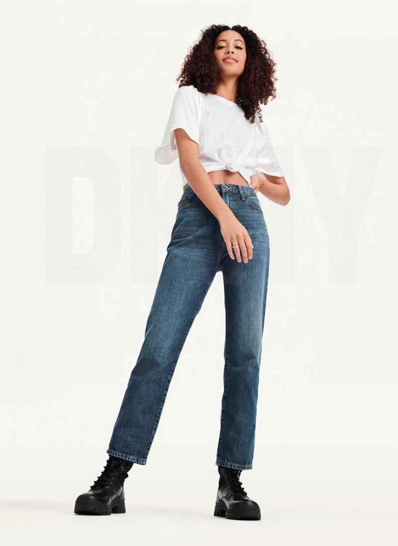 Dark Wash DKNY Broome High Rise Vintage - Full Length Women's Jeans | USA-D0981