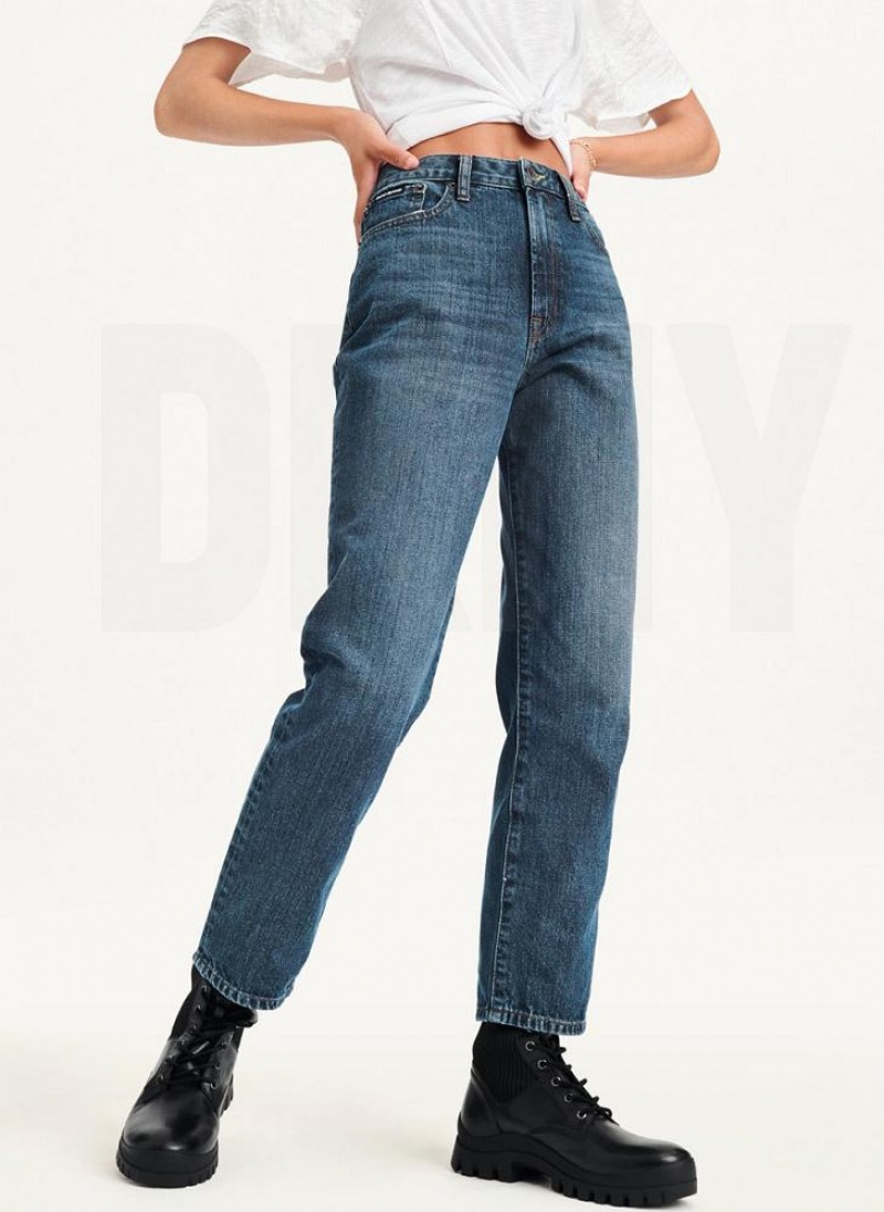 Dark Wash DKNY Broome High Rise Vintage - Full Length Women's Jeans | USA-D0981