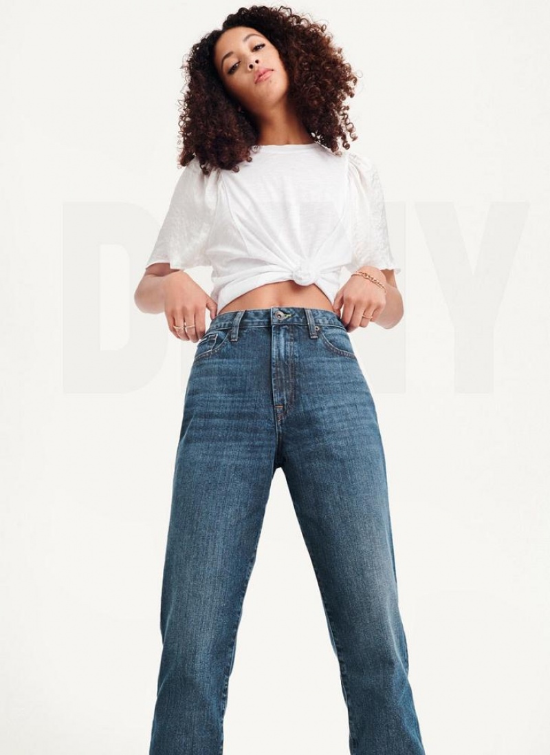 Dark Wash DKNY Broome High Rise Vintage - Full Length Women's Jeans | USA-D0981