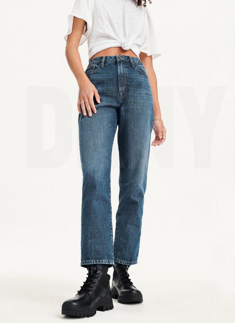 Dark Wash DKNY Broome High Rise Vintage - Full Length Women\'s Jeans | USA-D0981