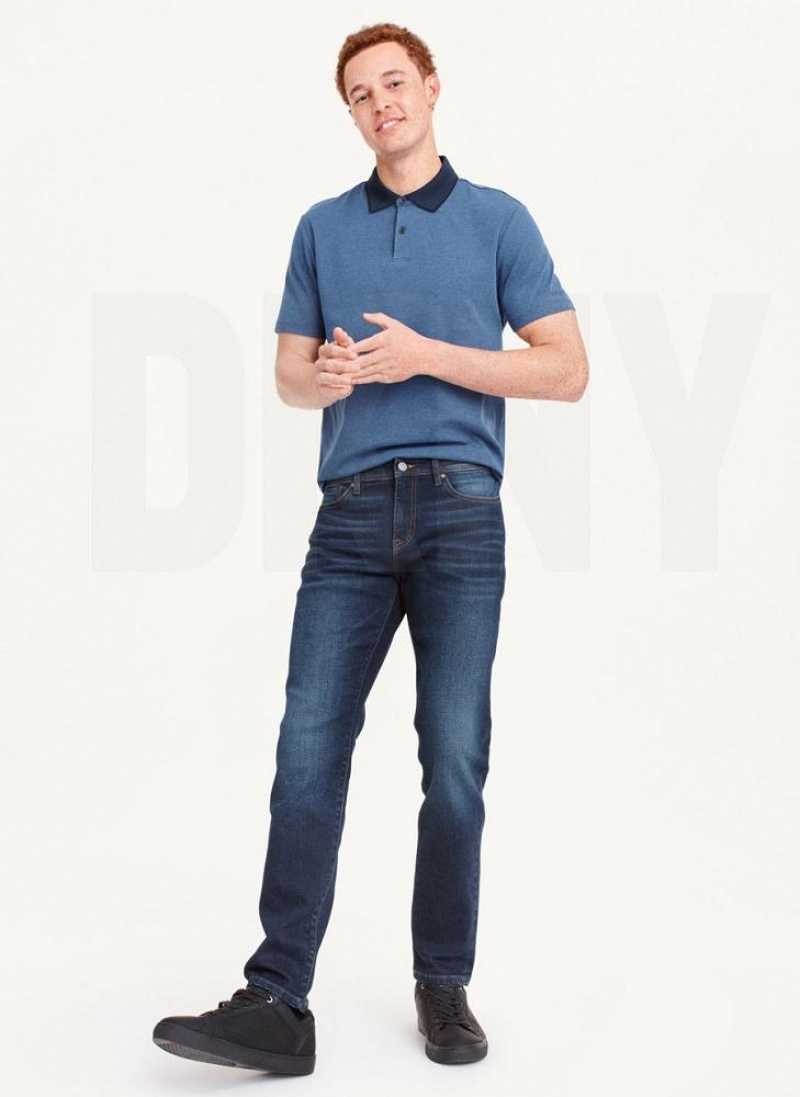 Dark Wash DKNY Slim Straight Dark Wash Denim Men's Jeans | USA-D1330
