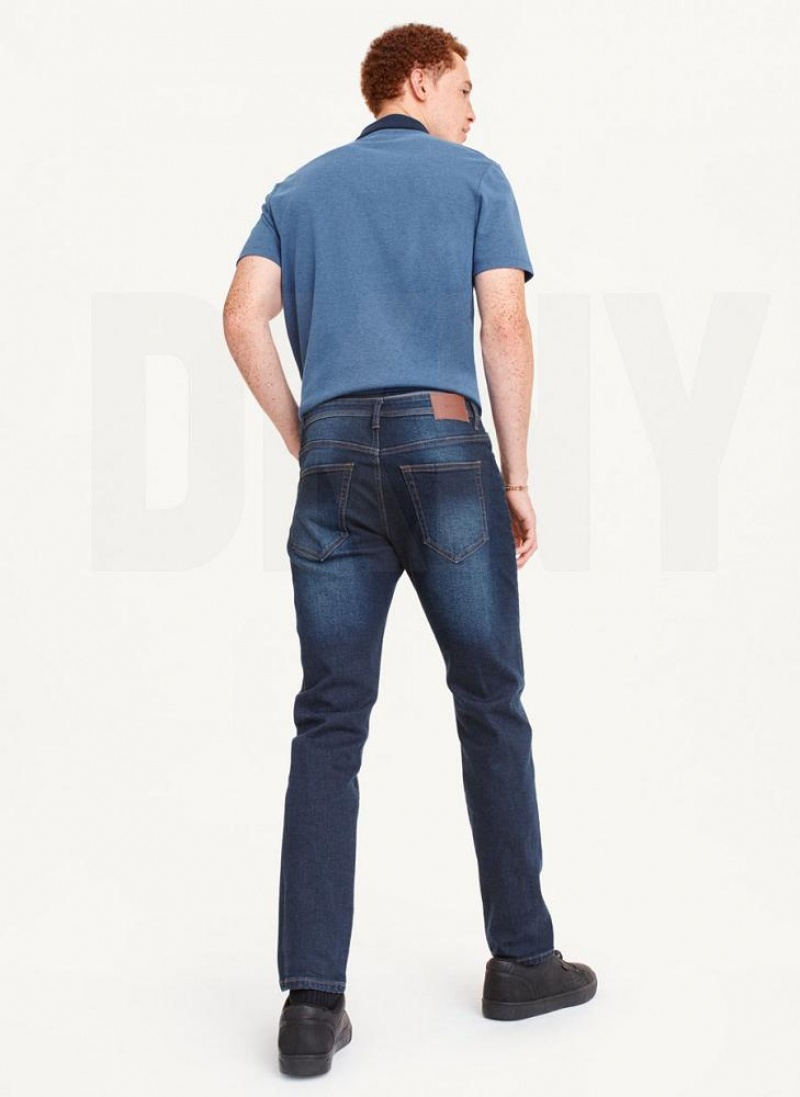 Dark Wash DKNY Slim Straight Dark Wash Denim Men's Jeans | USA-D1330