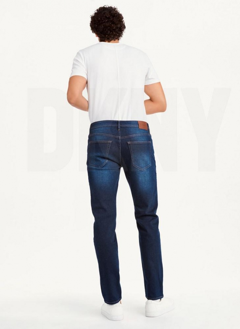 Dark Wash DKNY Slim Straight Dark Wash Denim Men's Jeans | USA-D1330
