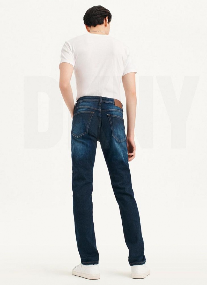 Dark Wash DKNY Slim Straight Dark Wash Denim Men's Jeans | USA-D1330
