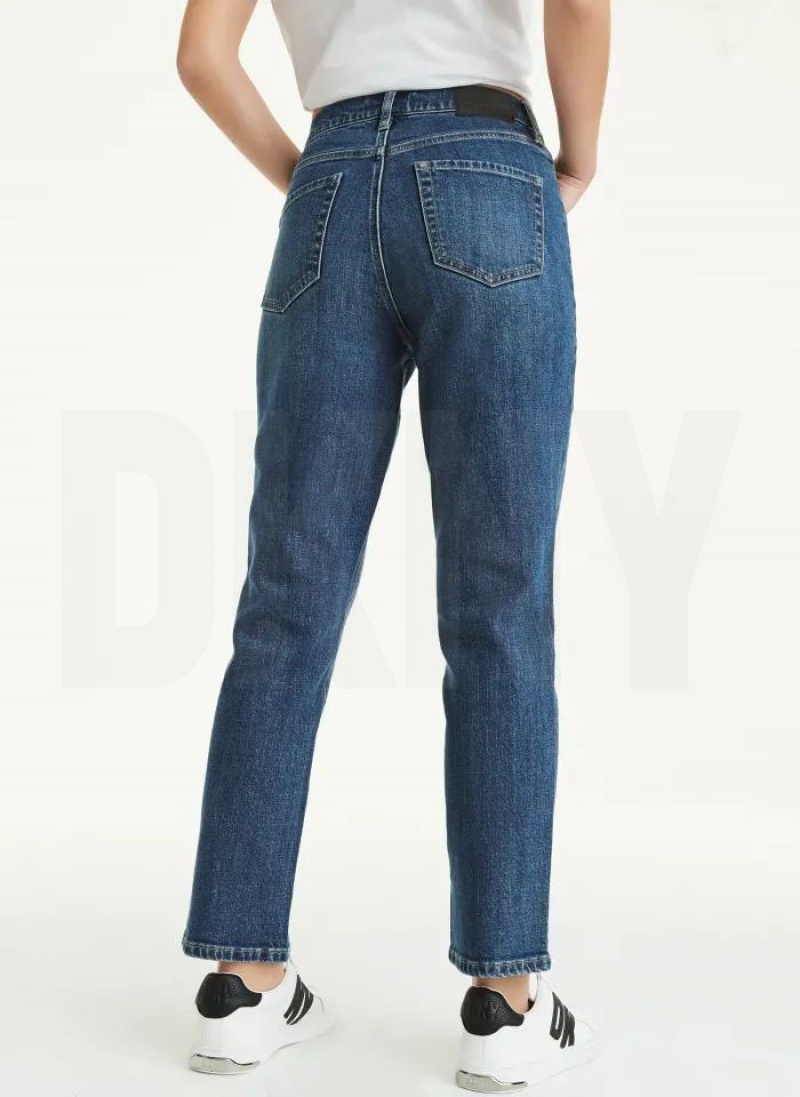 Dark Wash DKNY Slim Straight Women's Jeans | USA-D1103