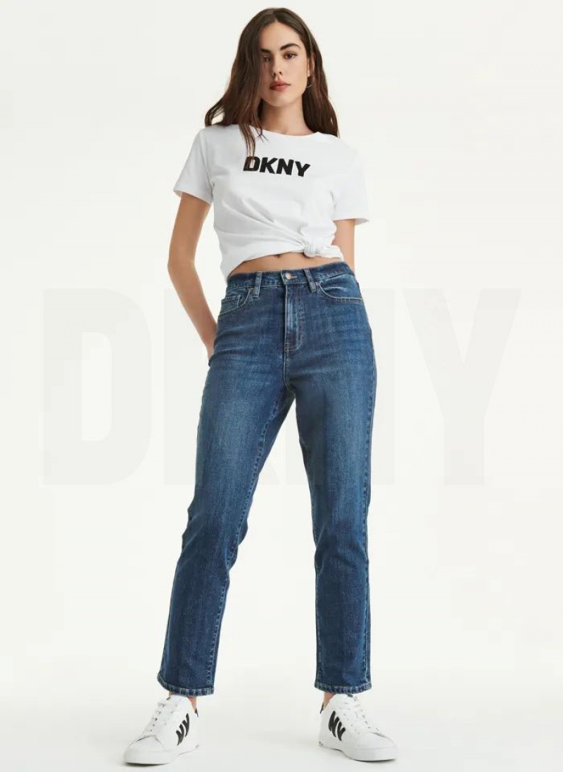 Dark Wash DKNY Slim Straight Women's Jeans | USA-D1103