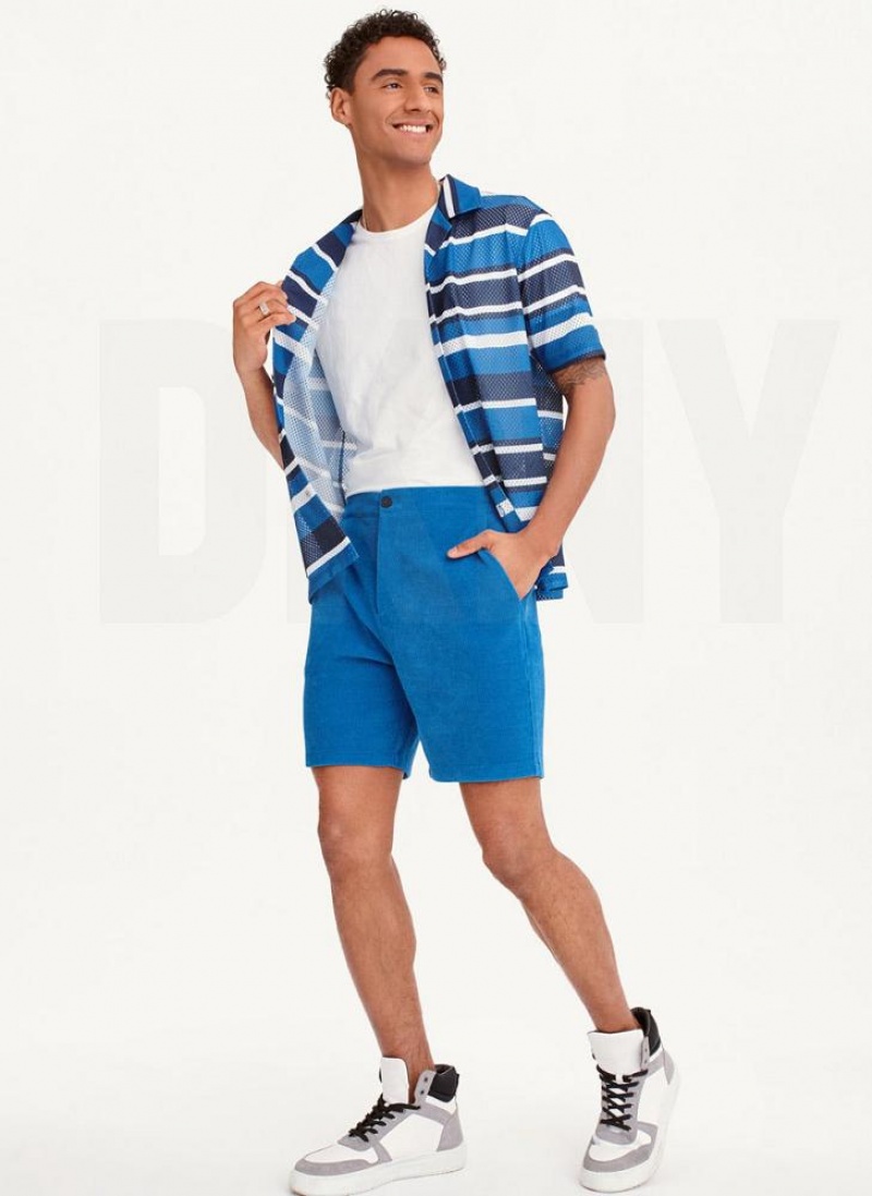 Deep Blue DKNY Knit Cord Pull On Men's Shorts | USA-D1010