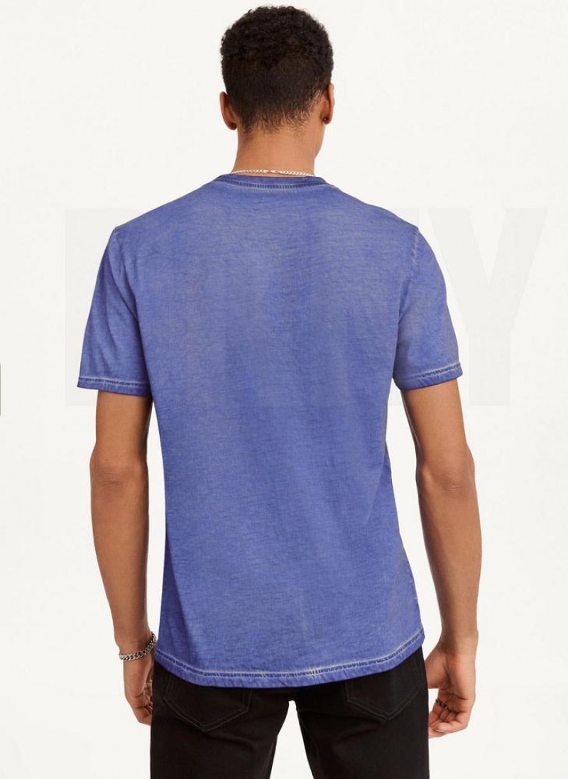 Deep Blue DKNY Layered Mineral Wash Men's T Shirts | USA-D1186