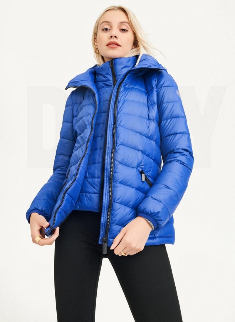 Deep Blue DKNY Packable Women's Puffer Jacket | USA-D1063