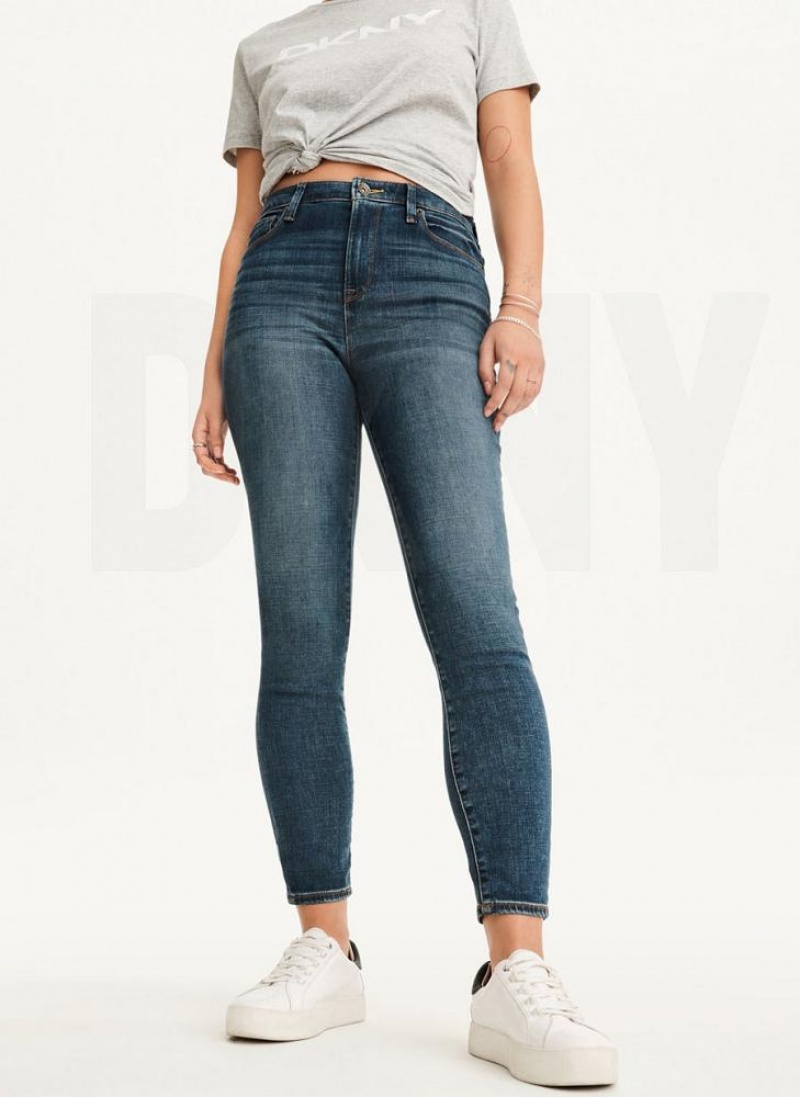 Deep Indigo DKNY High Rise Skinny Women's Jeans | USA-D1532