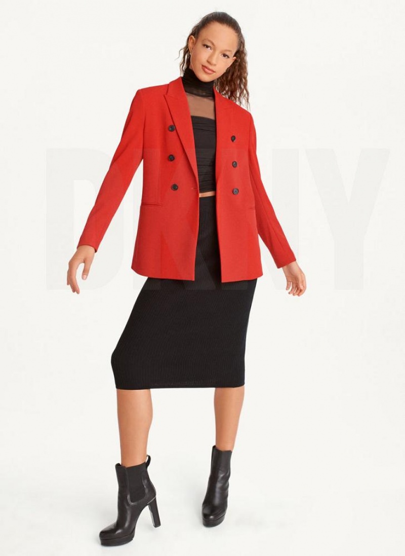Deep Red DKNY Double Breasted Women's Blazers | USA-D1673