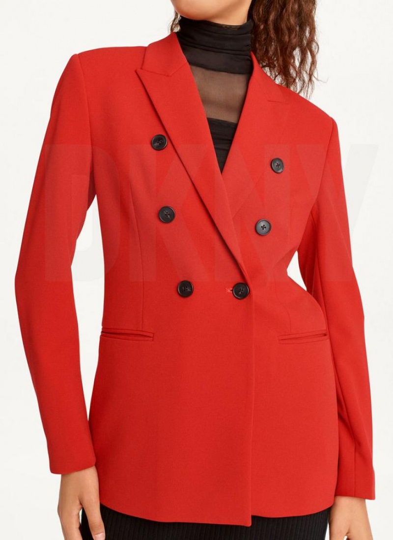 Deep Red DKNY Double Breasted Women's Blazers | USA-D1673