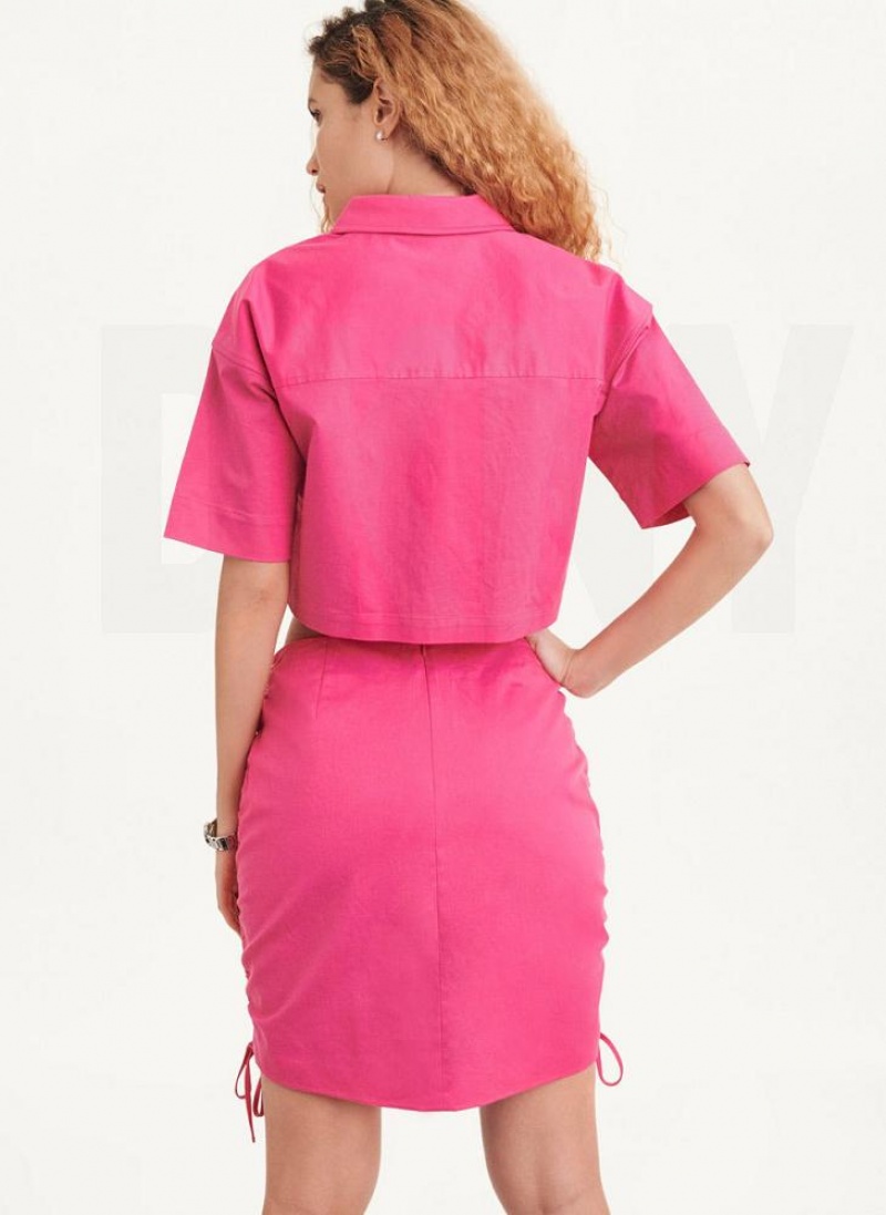 Fuchsia DKNY Ruched Mini Women's Skirts | USA-D1626