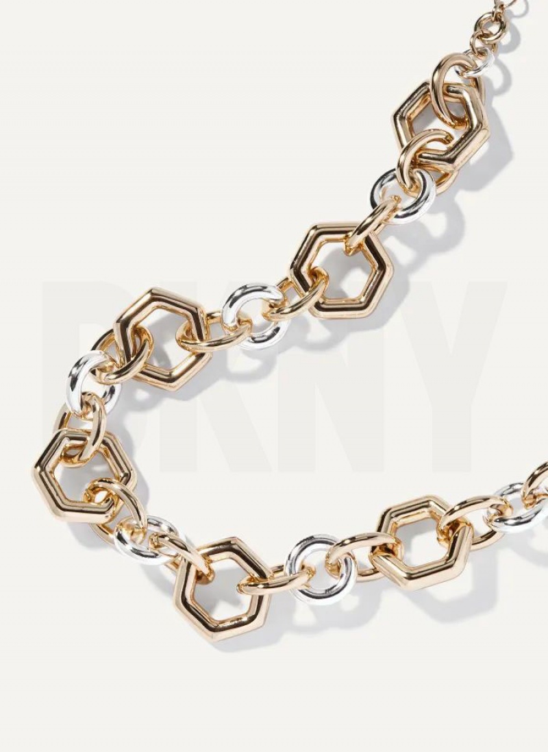 Gold DKNY Chunky Chain Women's Necklace | USA-D1806