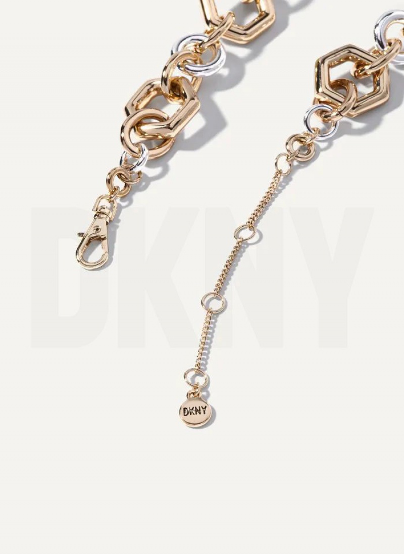 Gold DKNY Chunky Chain Women's Necklace | USA-D1806