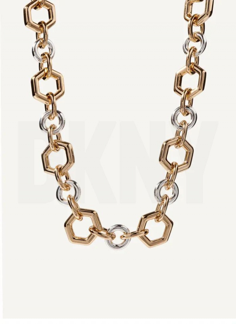 Gold DKNY Chunky Chain Women\'s Necklace | USA-D1806