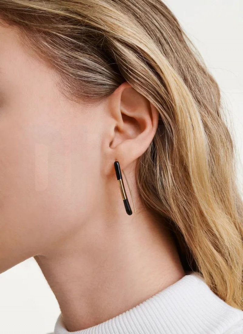 Gold DKNY Classic Threader Women's Earrings | USA-D0238