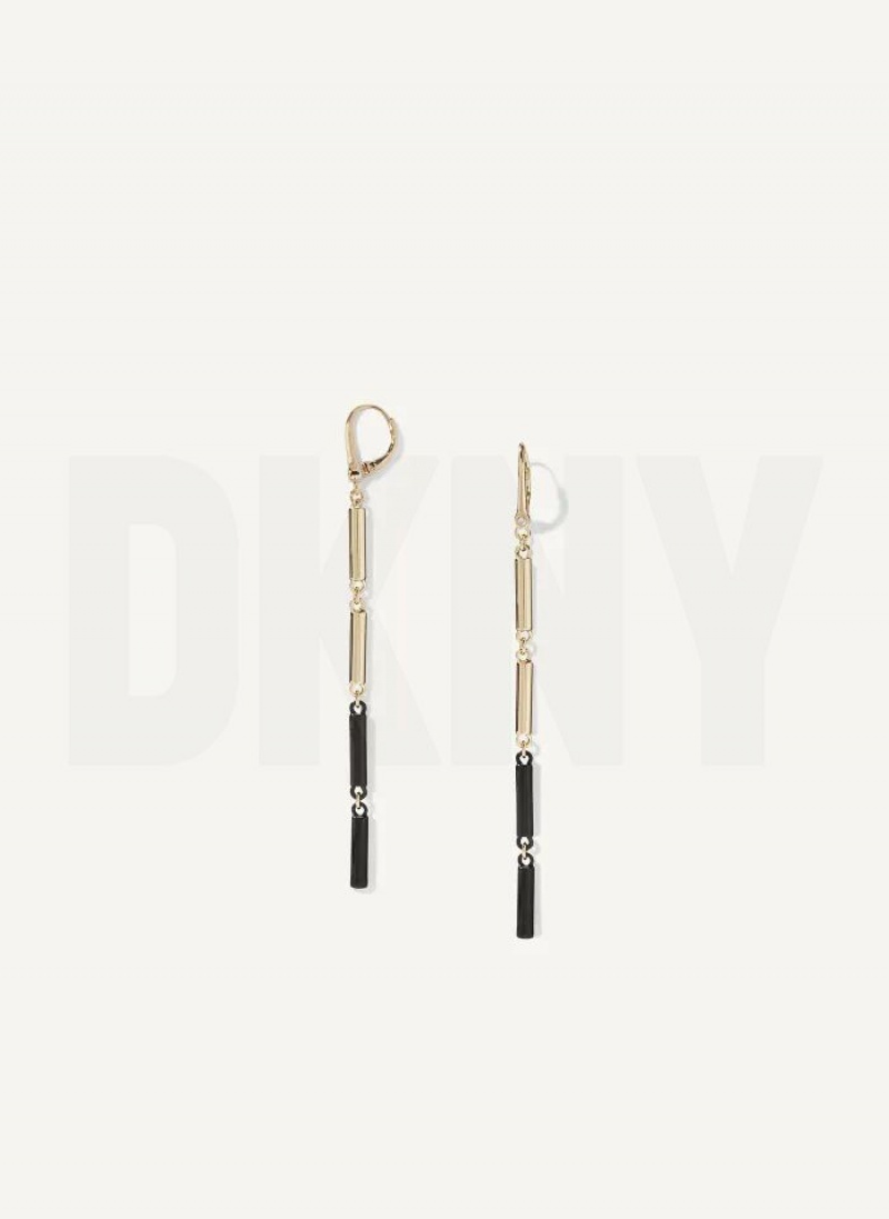 Gold DKNY Dangly Two Tone Women's Earrings | USA-D1022