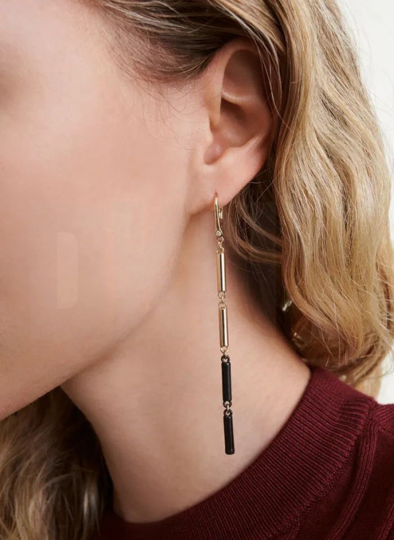 Gold DKNY Dangly Two Tone Women's Earrings | USA-D1022