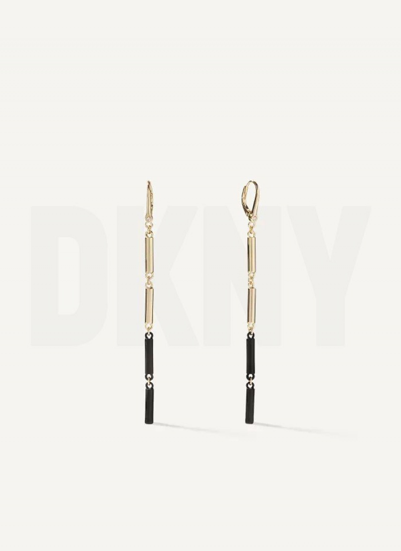 Gold DKNY Dangly Two Tone Women\'s Earrings | USA-D1022