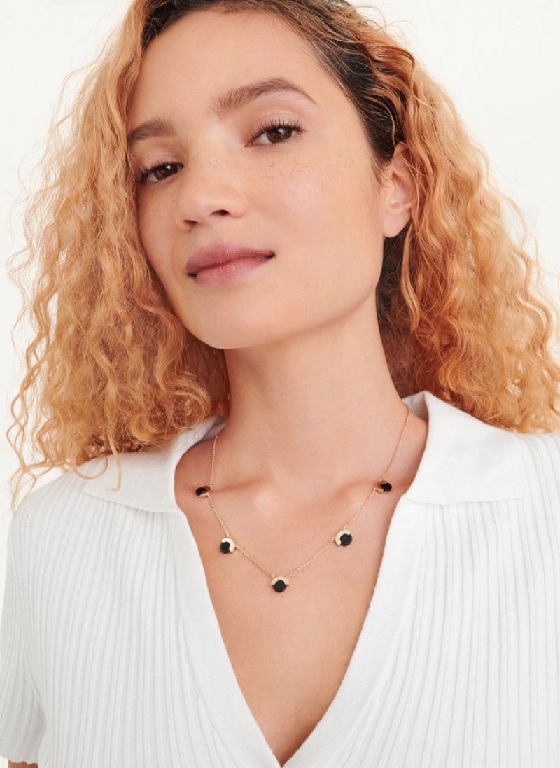Gold DKNY Disc Women's Necklace | USA-D0955