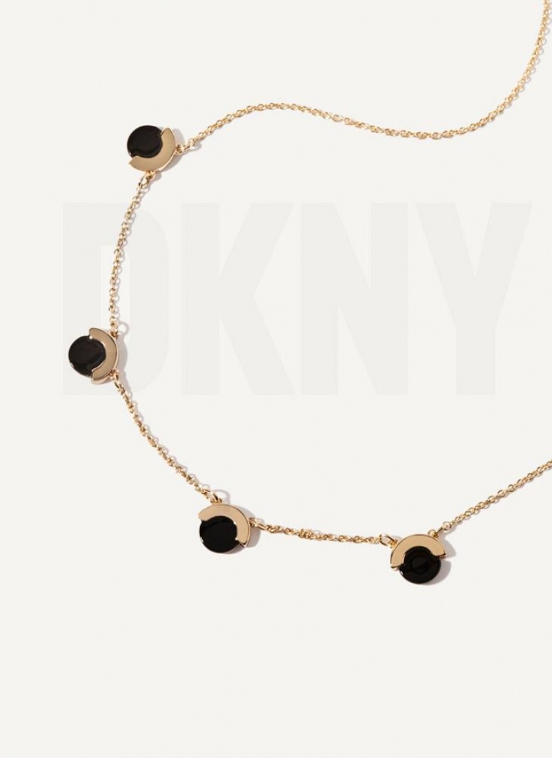 Gold DKNY Disc Women's Necklace | USA-D0955