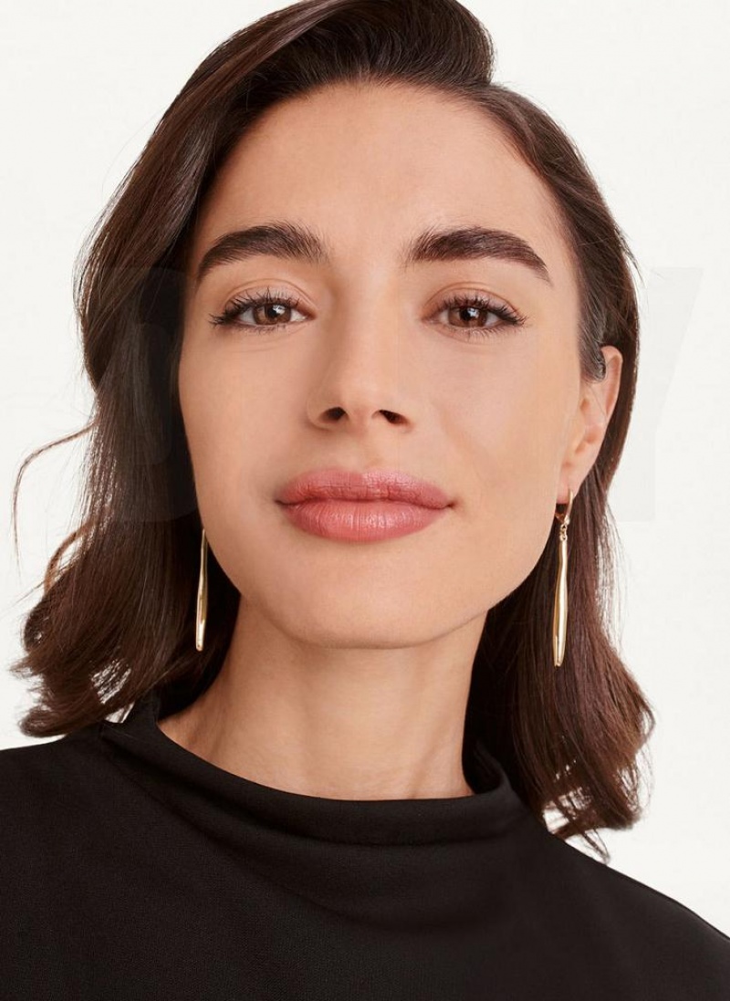 Gold DKNY Linear Drop Women's Earrings | USA-D0840