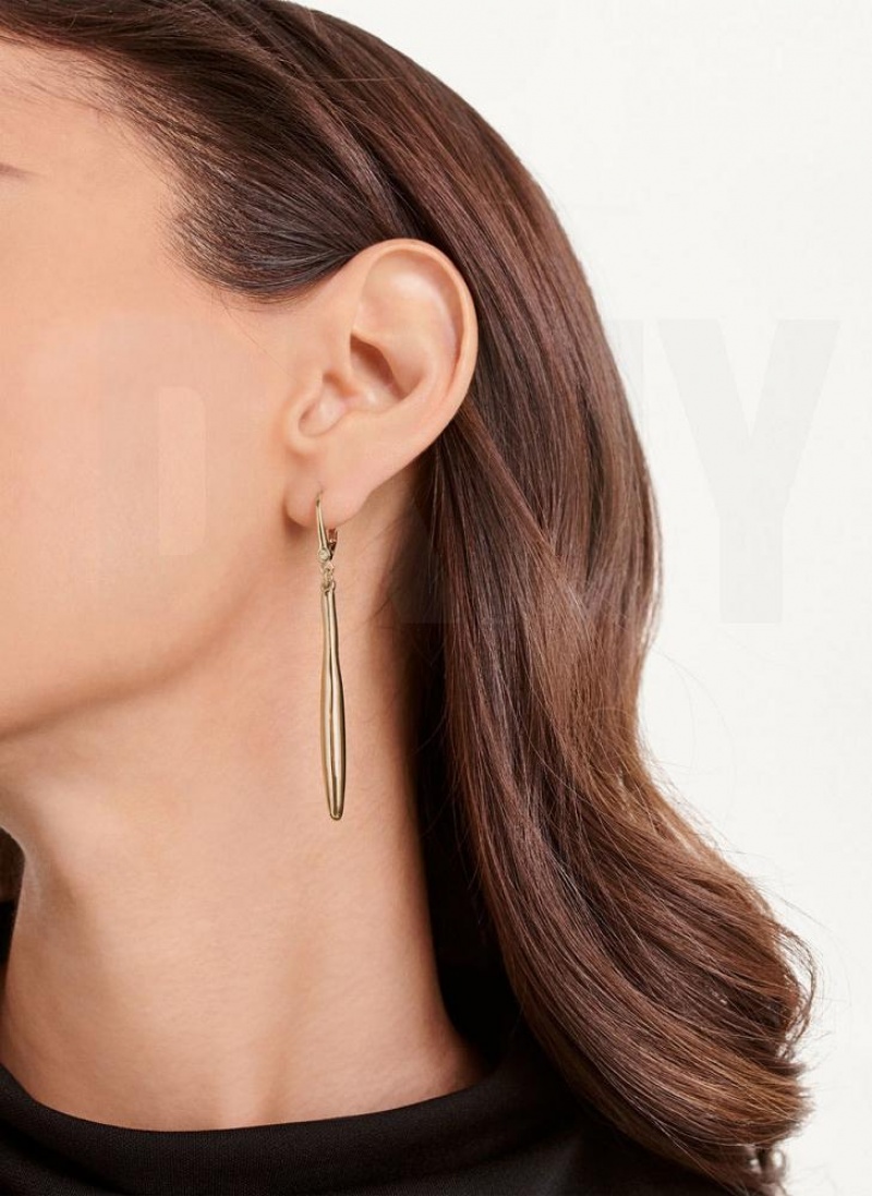 Gold DKNY Linear Drop Women's Earrings | USA-D0840