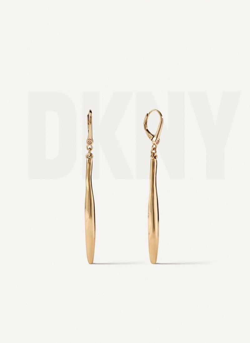 Gold DKNY Linear Drop Women\'s Earrings | USA-D0840
