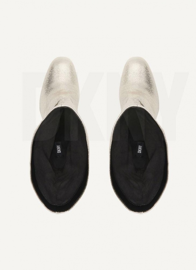 Gold DKNY Mid Slouchy Shoes Boots | USA-D0251