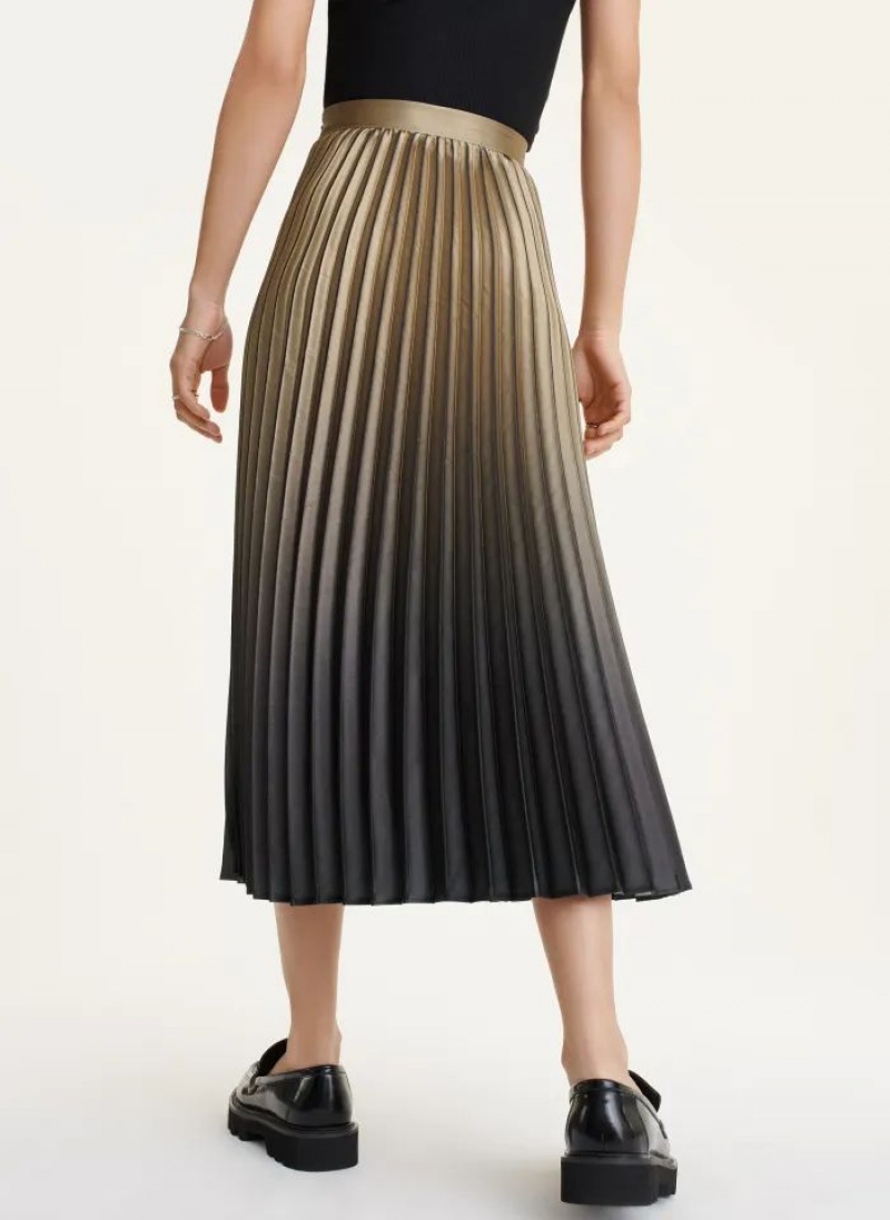 Gold DKNY Ombre Pleated Women's Skirts | USA-D0345