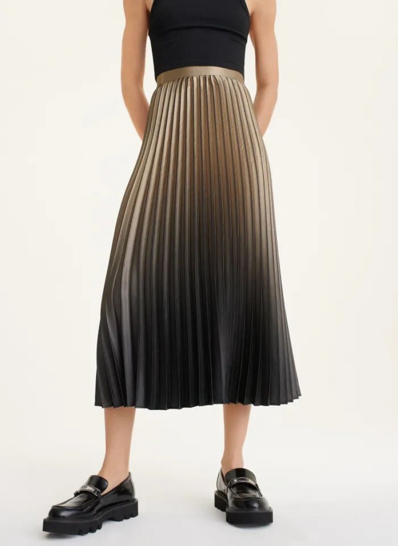 Gold DKNY Ombre Pleated Women\'s Skirts | USA-D0345