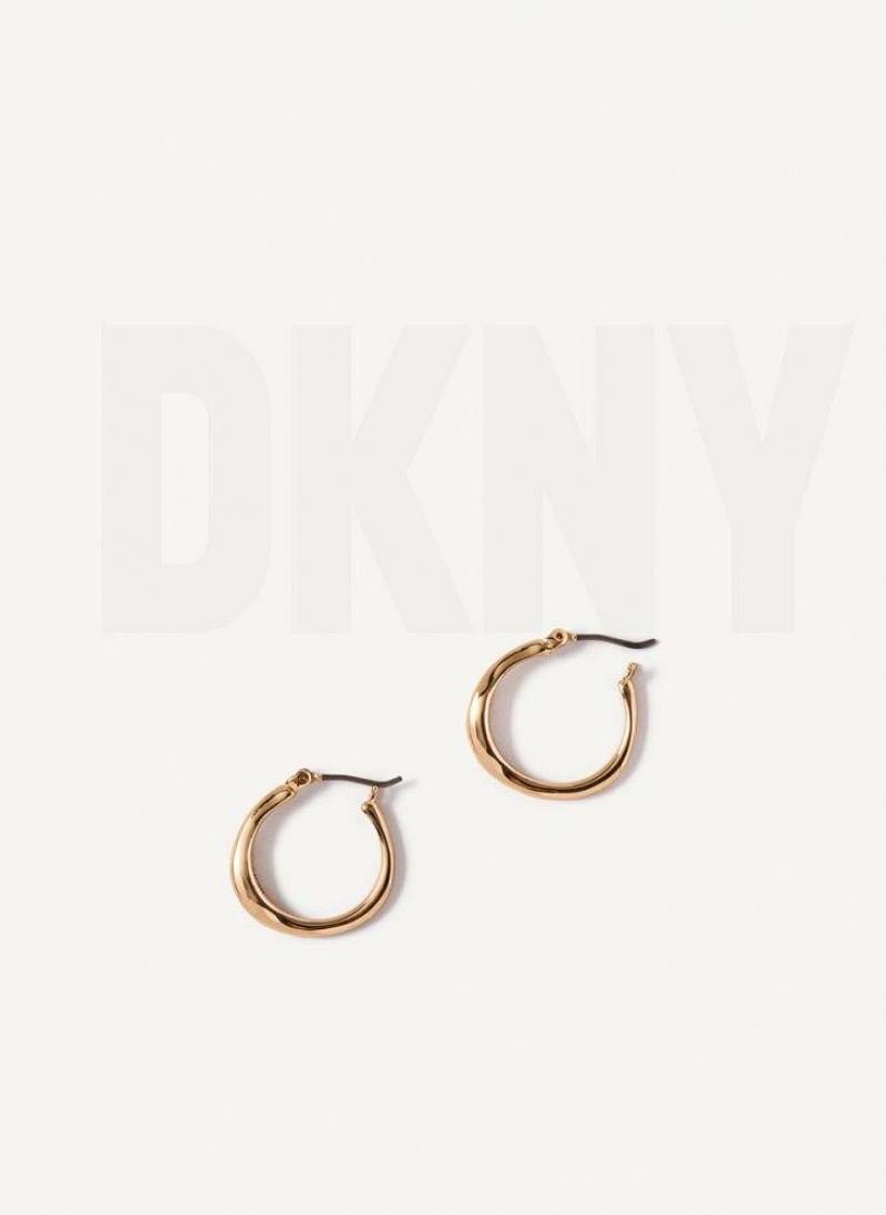 Gold DKNY Organic Hoop Women's Earrings | USA-D1951