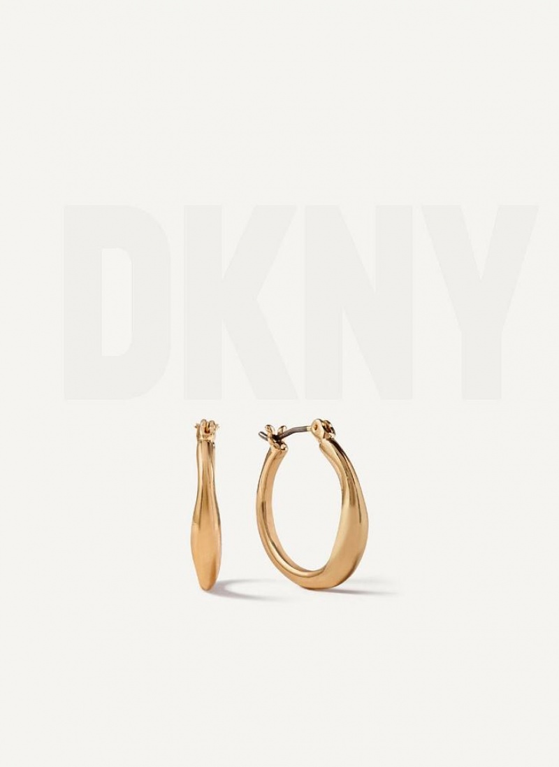 Gold DKNY Organic Hoop Women\'s Earrings | USA-D1951