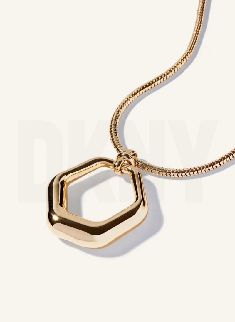 Gold DKNY Pendant Women's Necklace | USA-D1635