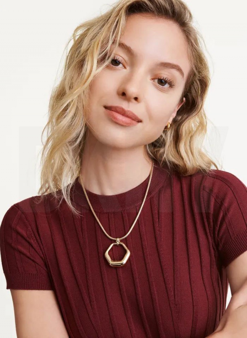 Gold DKNY Pendant Women's Necklace | USA-D1635