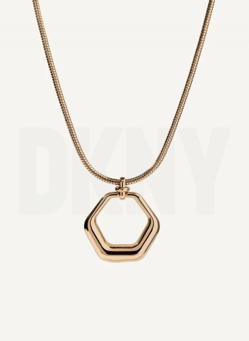 Gold DKNY Pendant Women\'s Necklace | USA-D1635