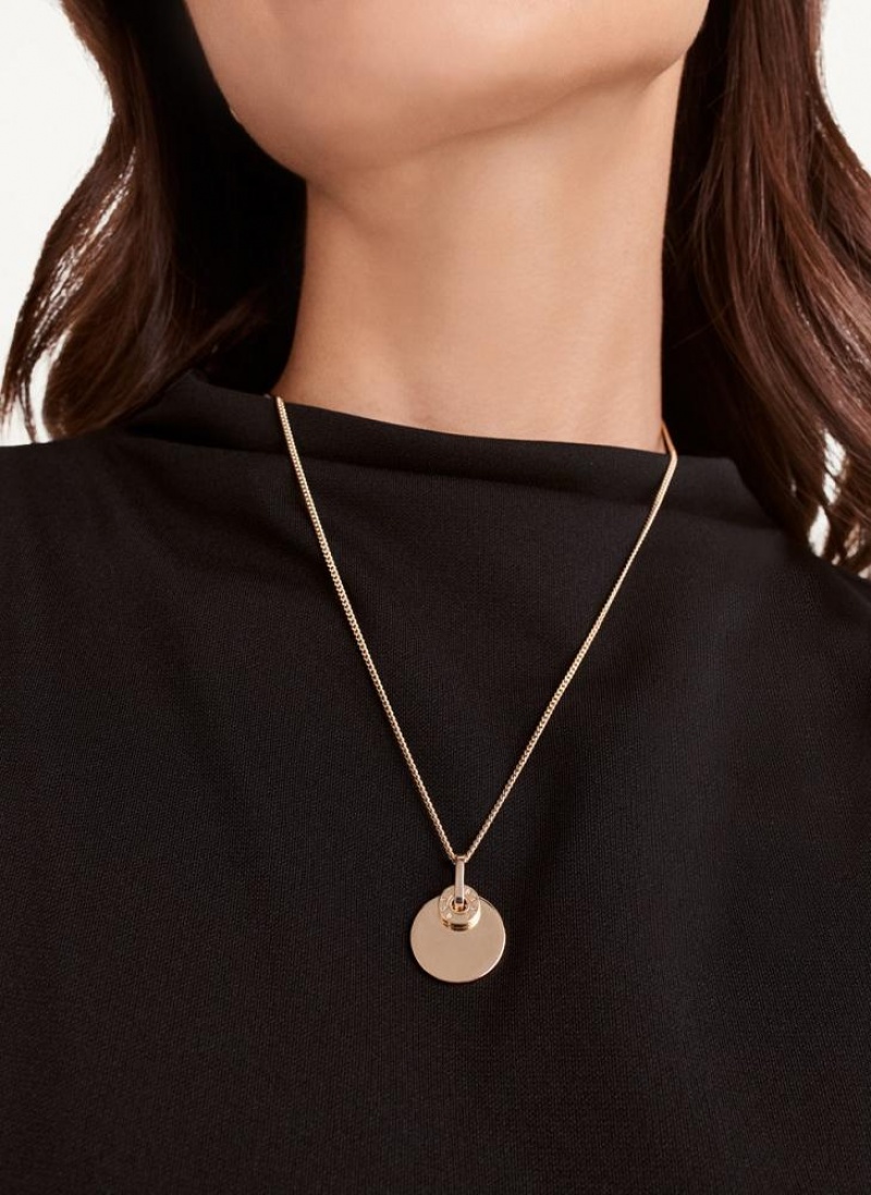Gold DKNY Rivet Pendant Women's Necklace | USA-D1283