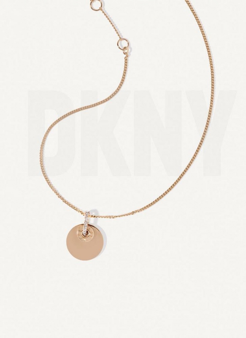 Gold DKNY Rivet Pendant Women's Necklace | USA-D1283