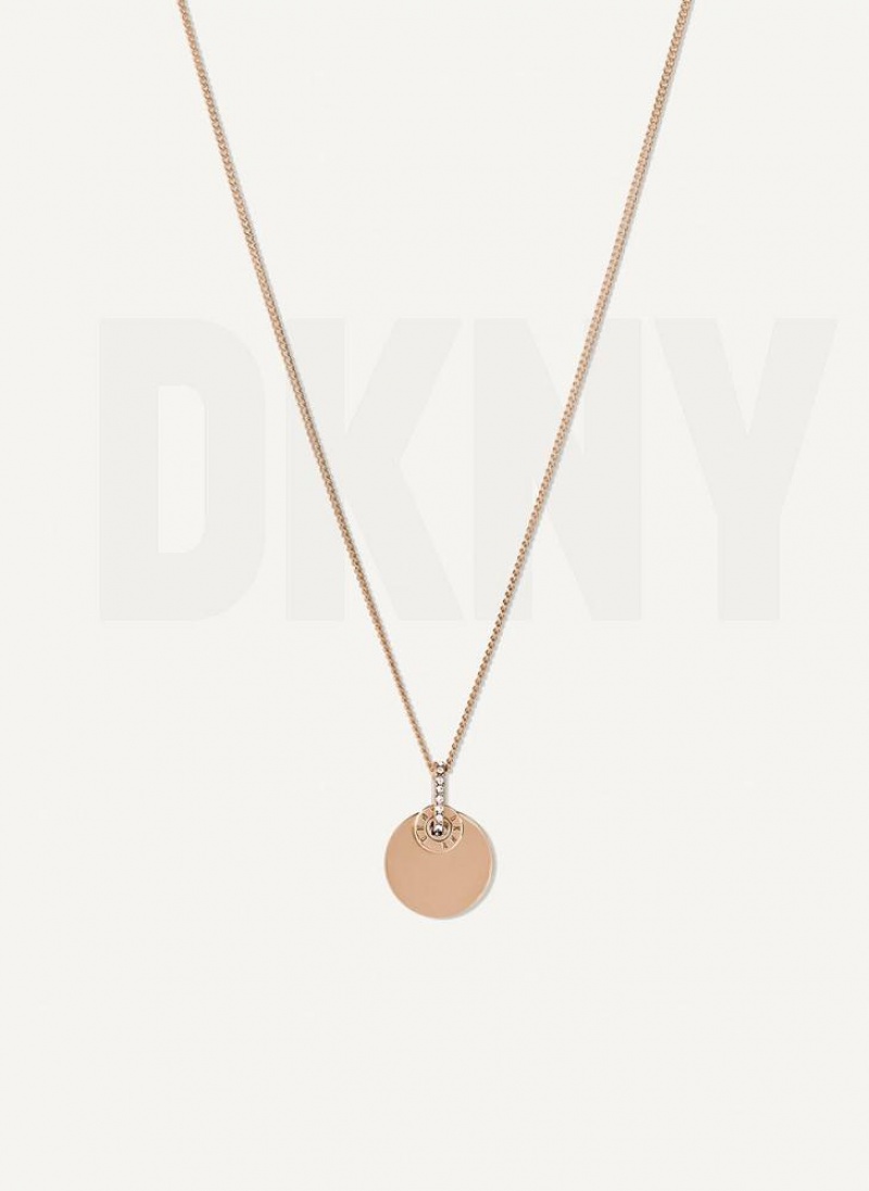 Gold DKNY Rivet Pendant Women\'s Necklace | USA-D1283